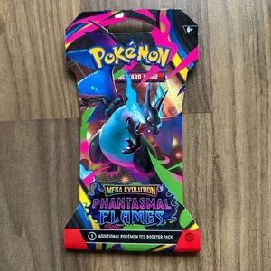 Pokemon Mega Evolution Phantasmal Flames Booster Pack - Blue, Black, Red